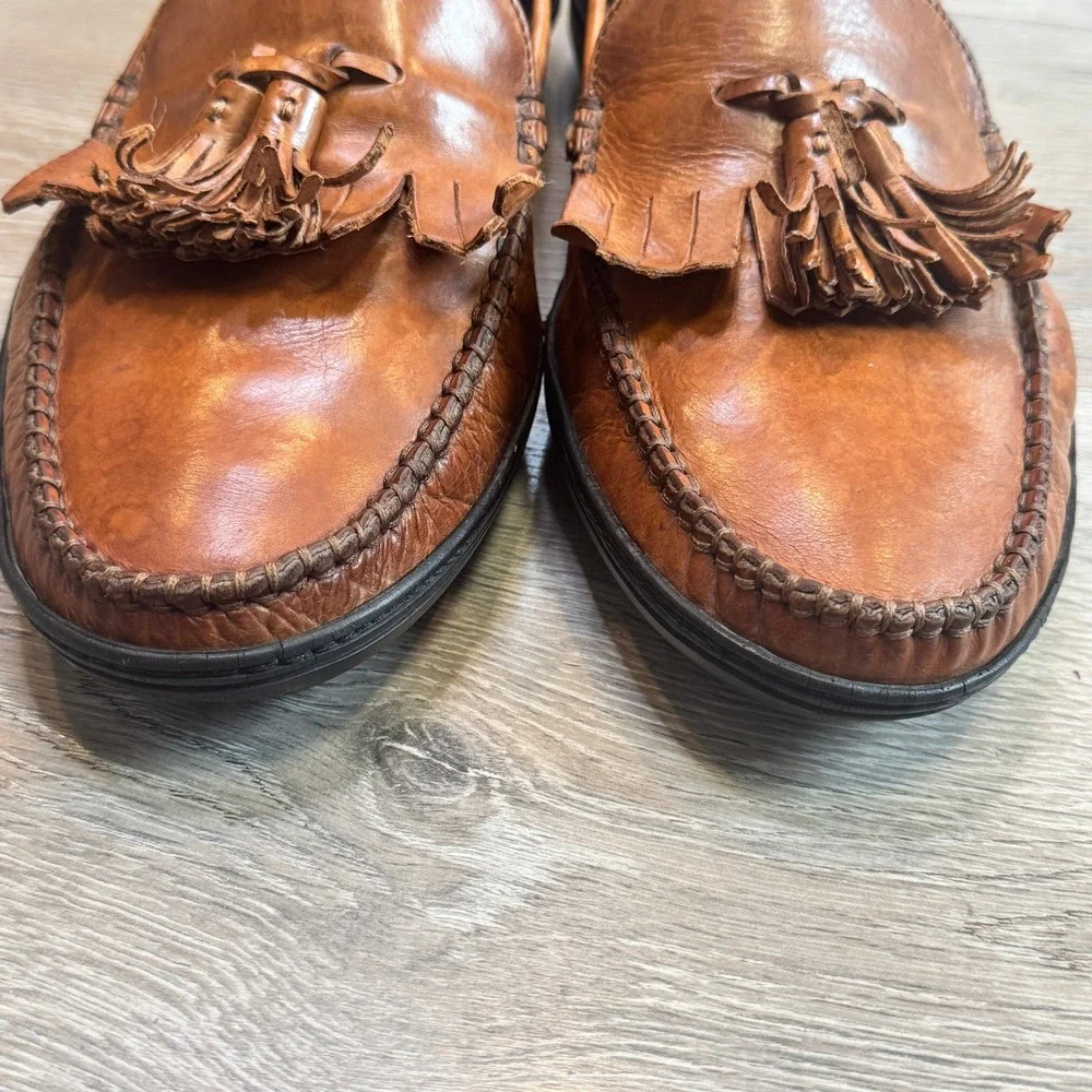 Bragano by Cole Haan Mens‎ 10.5 M Brown Tan Leather Kiltie Tassel Loafers Italy